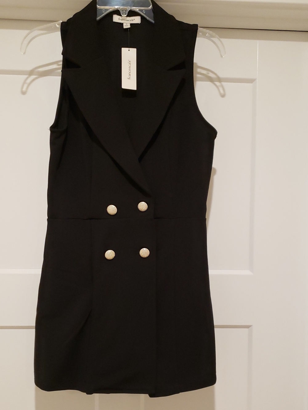 Francesca's Black Sleeveless Double-Breasted Dressy Romper NWT